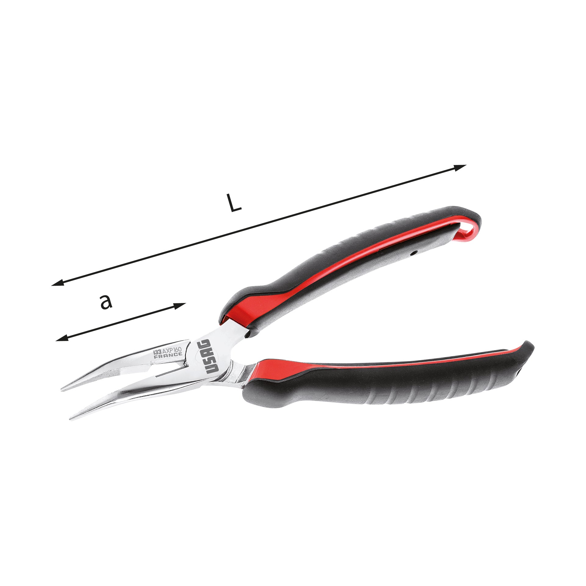 133 AXP - Very long half-round nose pliers bent at 45° - Usag 133 AXP - Very long half-round nose pliers bent at 45° - Usag